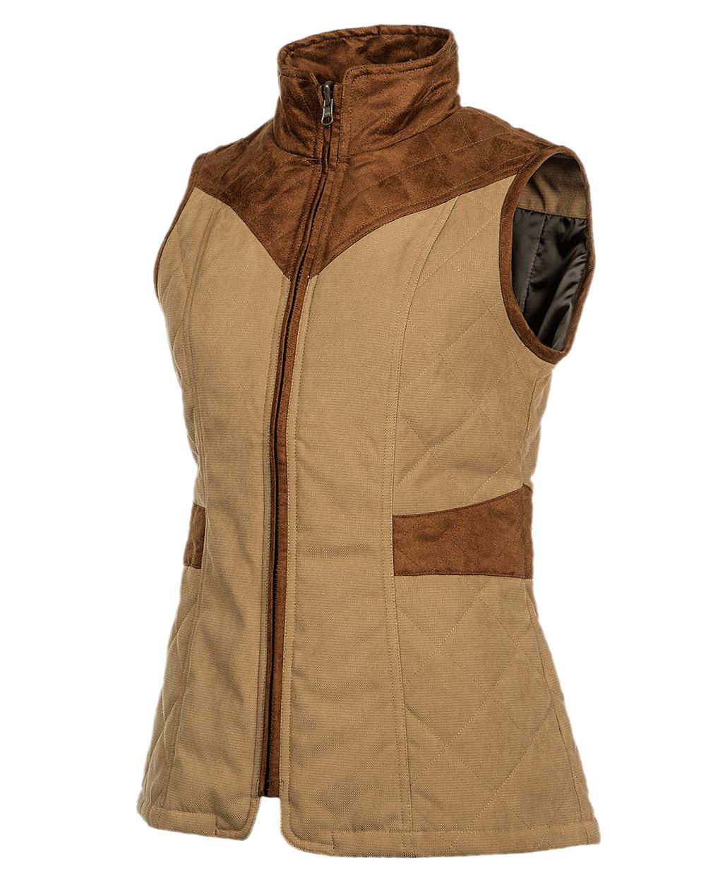 Camel Coloured Baleno Maree Dobby Quilted Ladies Bodywarmer on white background 