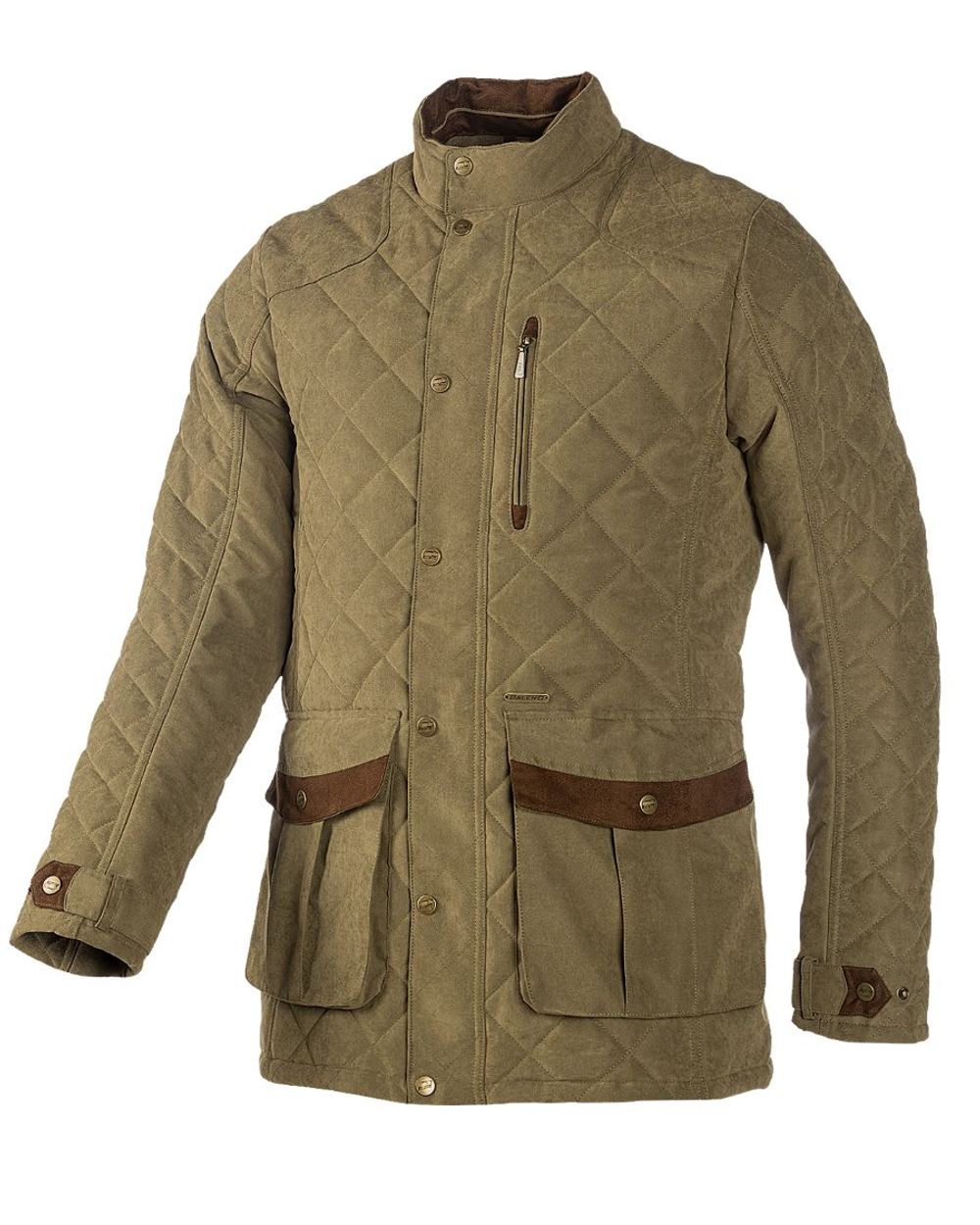 Light Khaki coloured Baleno Mens Goodwood Quilted Jacket on white background 