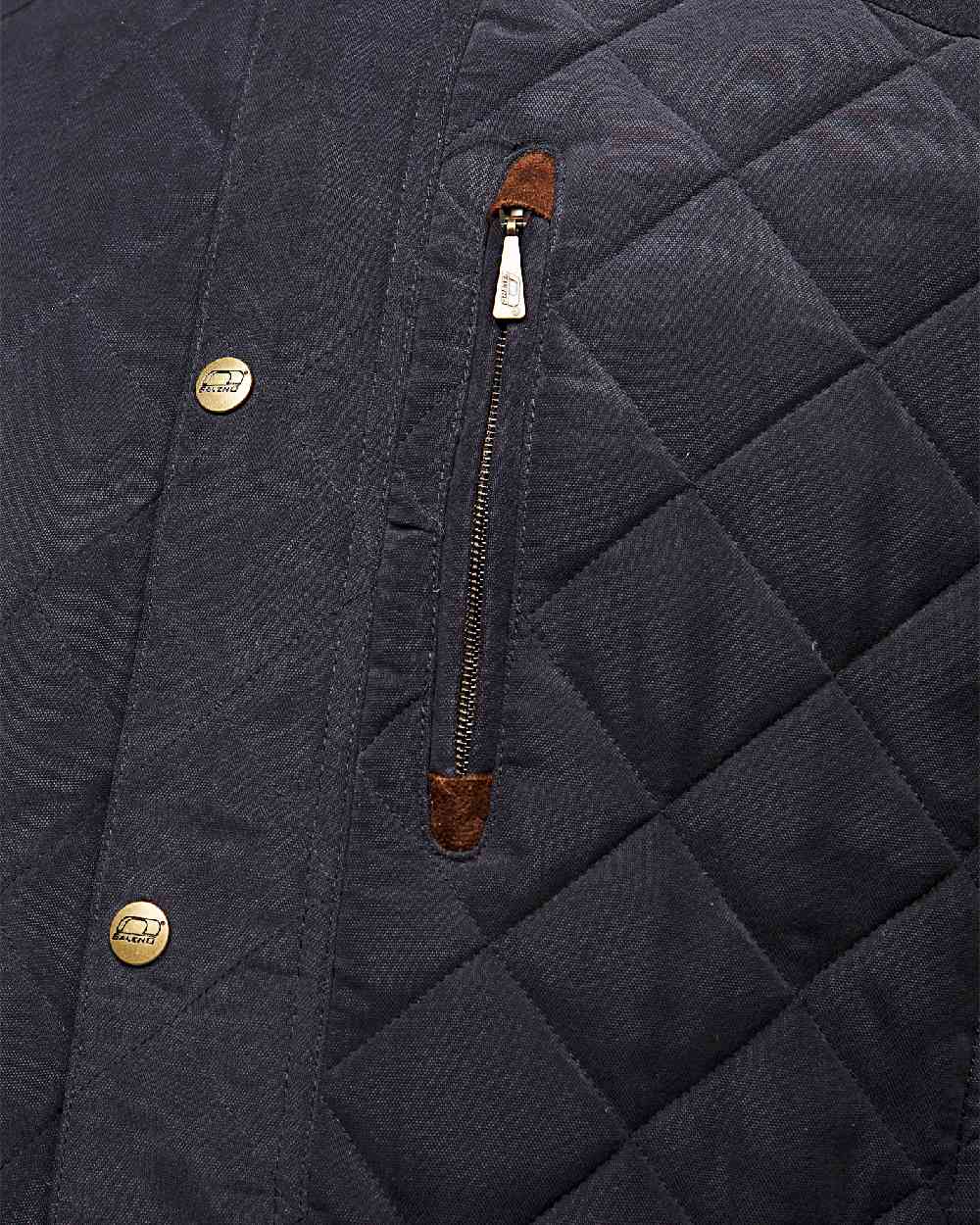 Navy Blue coloured Baleno Mens Goodwood Quilted Jacket on white background 