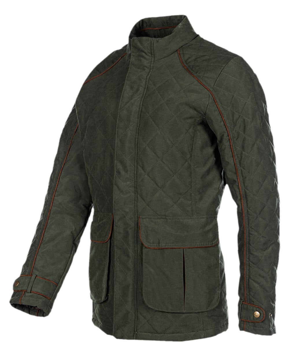 Dark Green Coloured Baleno Mens Griffin Stylish Quilted Waterproof Jacket on white background 