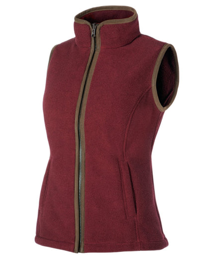 Burgundy Red coloured Baleno Sally Ladies Fleece Gilet on white background 