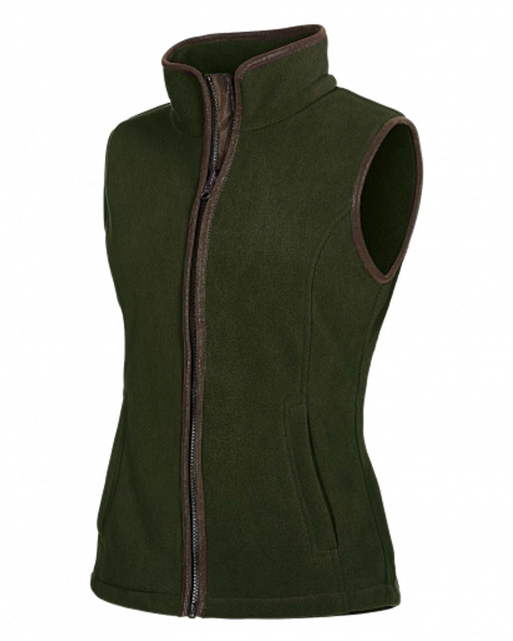 Khaki coloured Baleno Sally Ladies Fleece Gilet on white background 