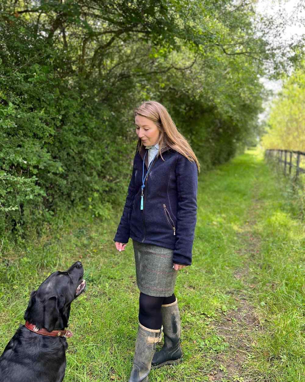 Navy Blue Coloured Baleno Southwell Waterproof Fleece Jacket on countryside background 