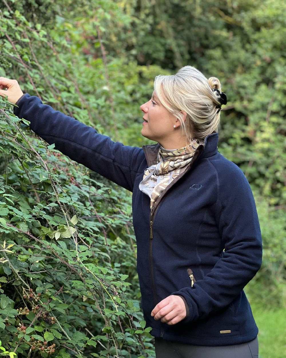 Navy Blue Coloured Baleno Southwell Waterproof Fleece Jacket on countryside background 