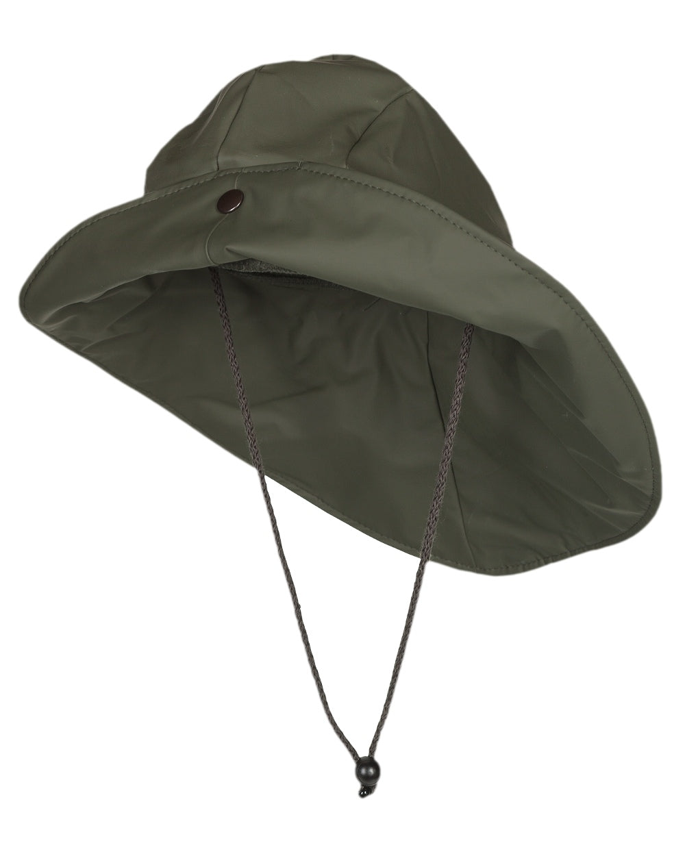 Khaki Coloured Baleno Southwester Rain Hat on white background 