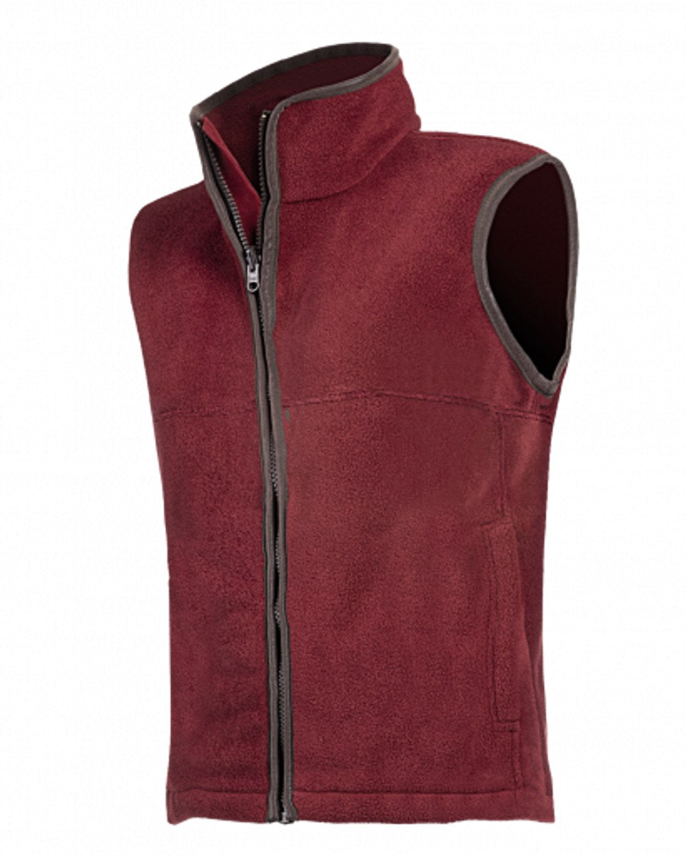 Burgundy Coloured  Baleno Wizz Kids Fleece Gilet on white background 