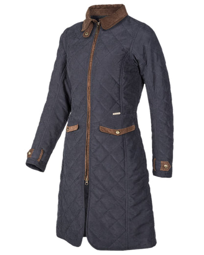 Dark Navy Blue Coloured Baleno Womens Audrey Fashionable Quilted Ladies Coat on white background 