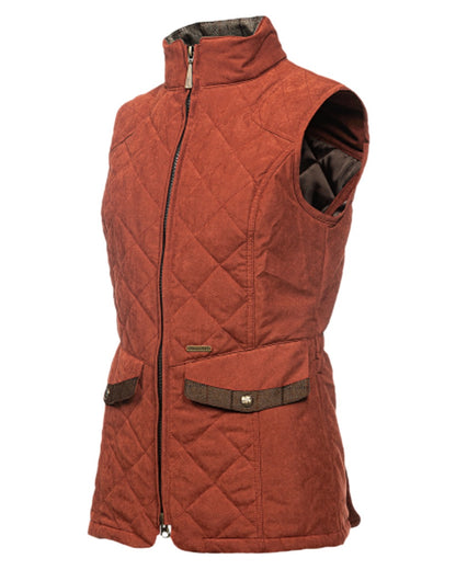 Brick Coloured Baleno Womens Chester Quilted Bodywarmer on white background 