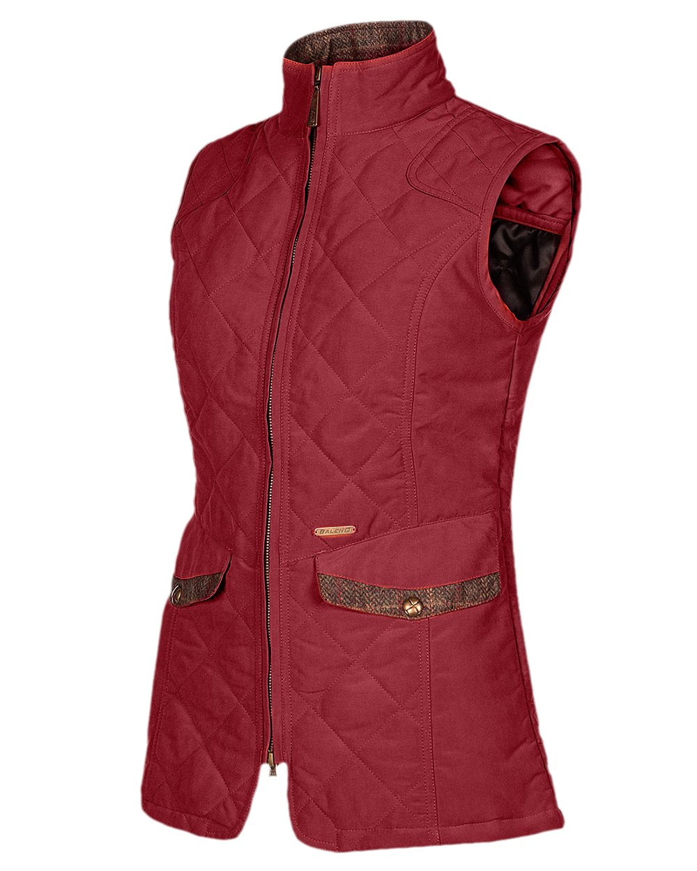 Burgundy Coloured Baleno Womens Chester Quilted Bodywarmer on white background 