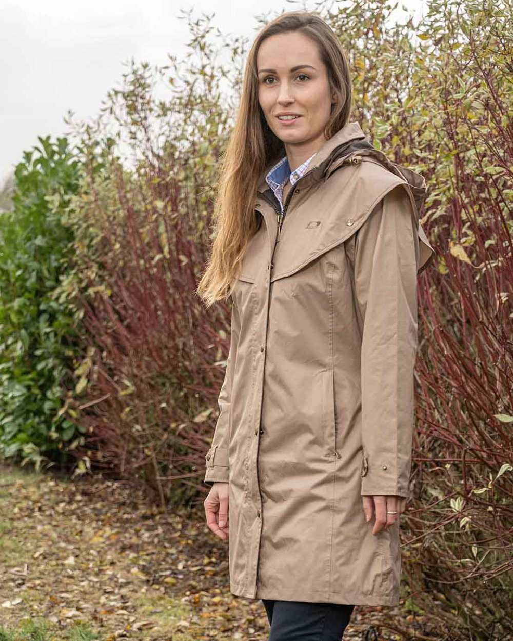 Camel Coloured Baleno Worcester Ladies Jacket on countryside background 