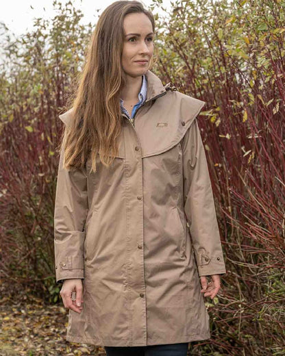 Camel Coloured Baleno Worcester Ladies Jacket on countryside background 