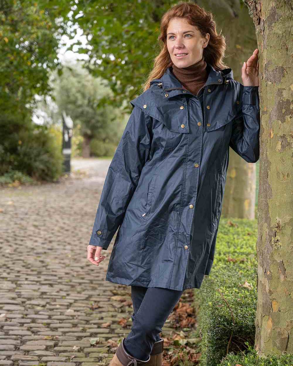 Navy Blue Coloured Baleno Worcester Ladies Jacket on countryside background 