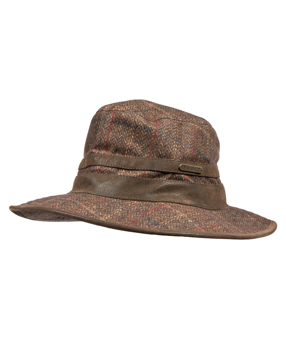 Baleno Caitlin Printed Tweed Hat in Check Brown 