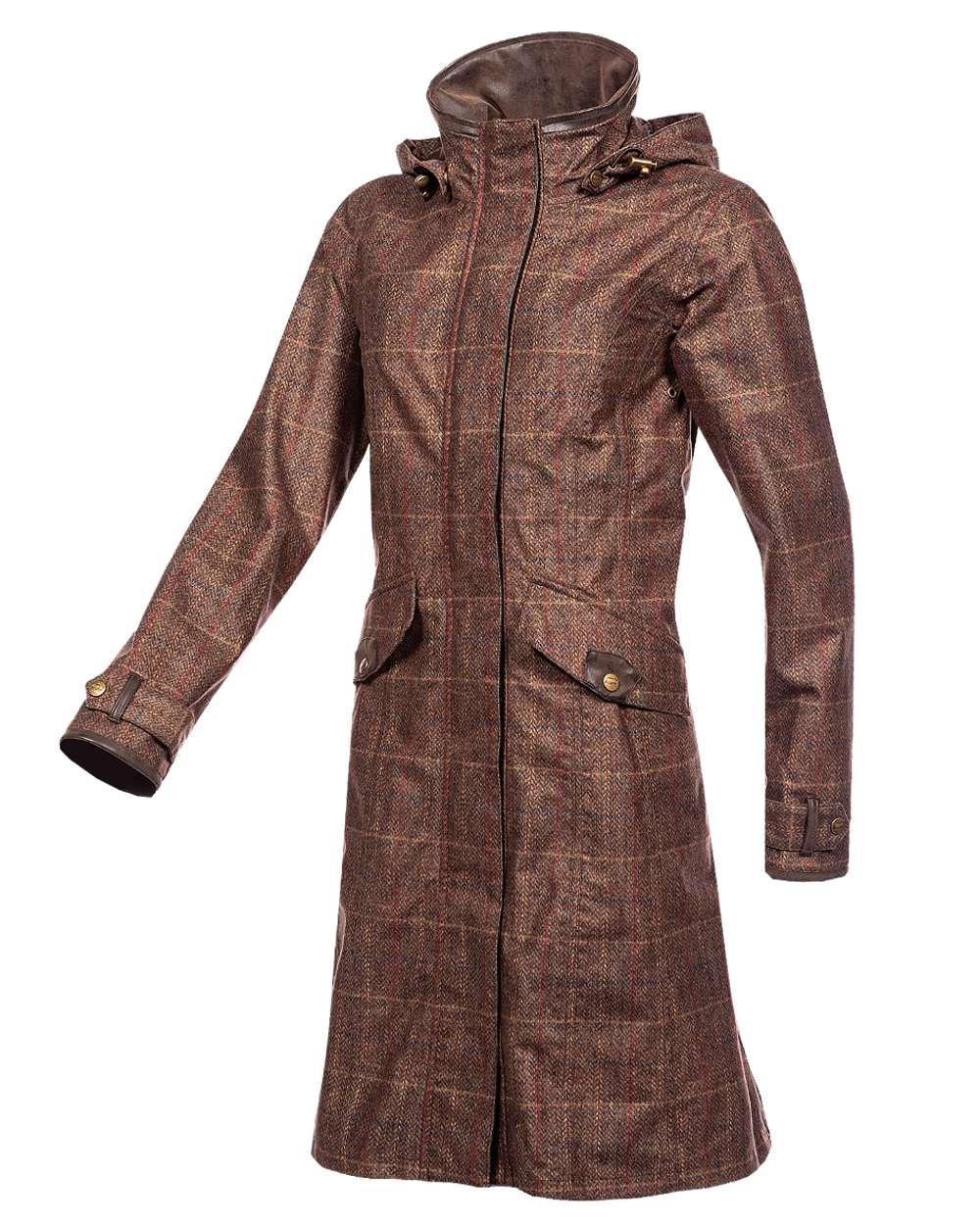 Baleno Twyford Womens Printed Tweed Coat in Check Brown 