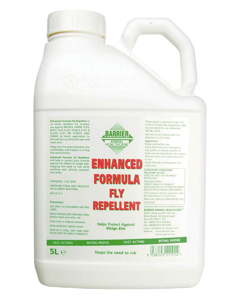 Barrier Enhanced Formula Fly Repellent on white background