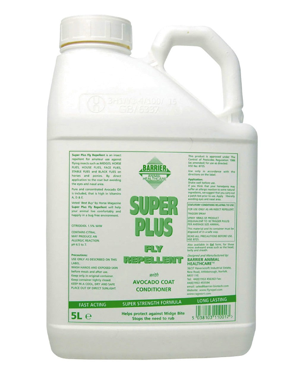 Barrier Super Plus Fly Repellent 5L on white background