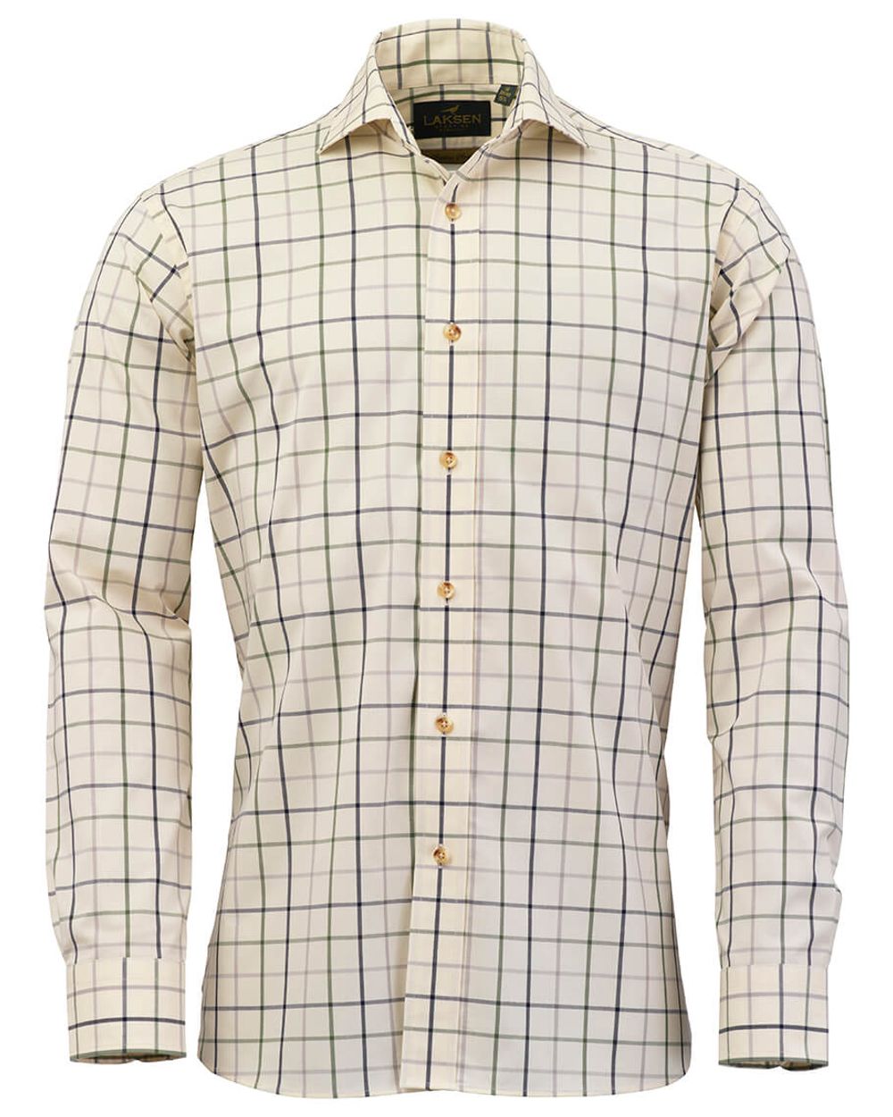 Woody Overcast Supernavy coloured Laksen Baxter Sporting Stretch Shirt on white background