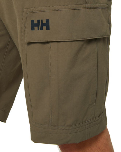 Bedrock coloured Helly Hansen mens quick dry cargo shorts on white background 