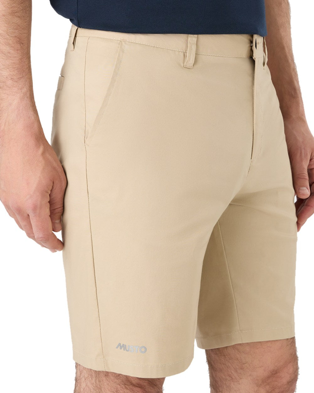 Beige Coloured Musto Mens RIB Fast Dry Shorts On A White Background 