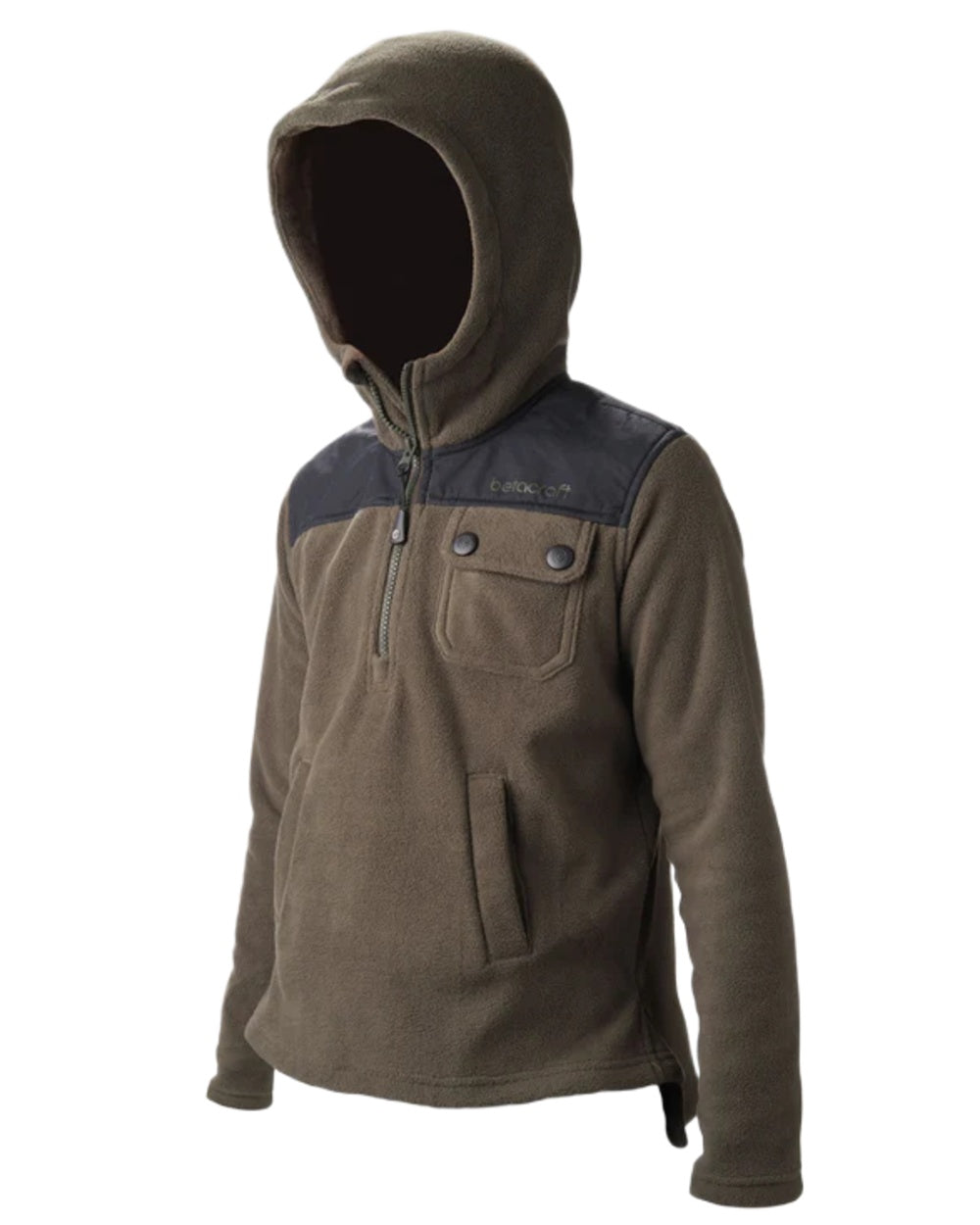 Khaki Black coloured Betacraft Childrens Quest Fleece Bushshirt on white background 