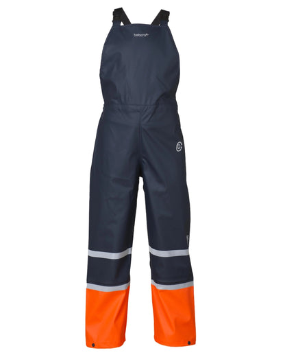 Navy Orange coloured Betacraft Childrens Tuffbak Bib Overtrousers on white background 