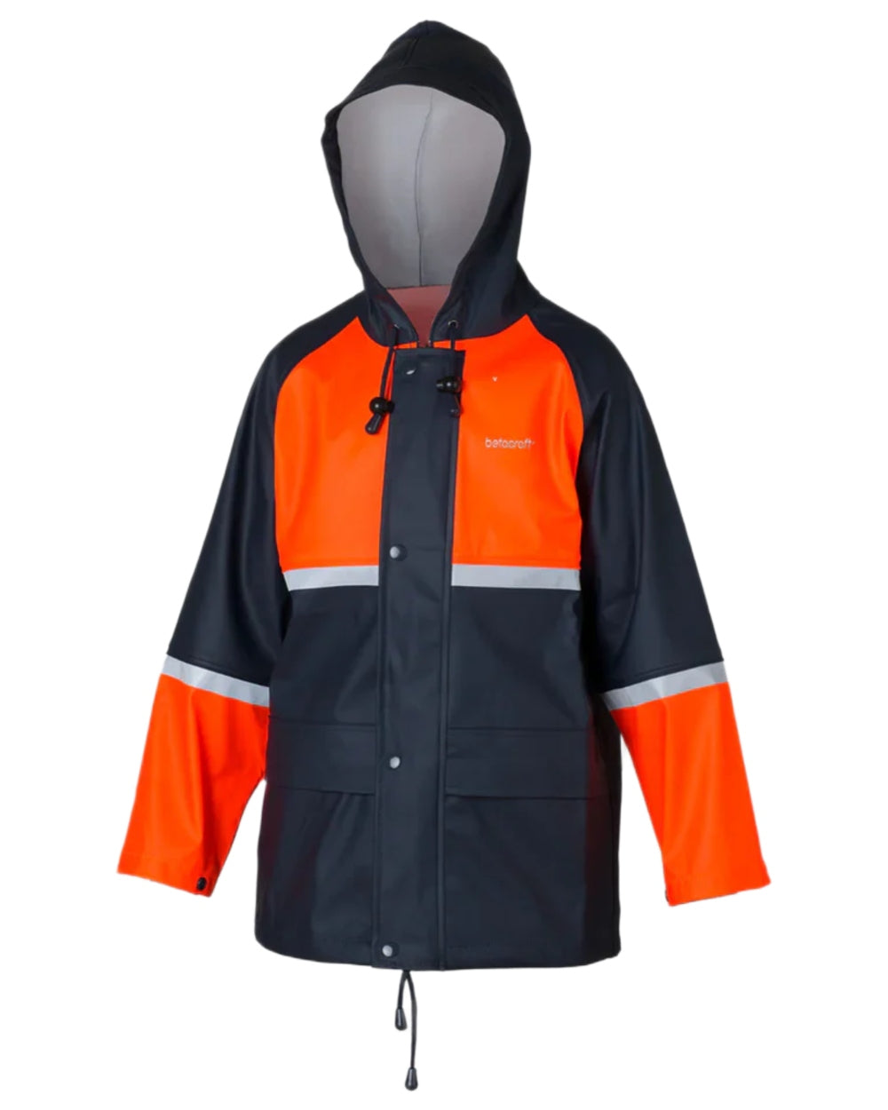 Navy Orange coloured Betacraft Childrens Tuffbak Waterproof Parka on white background 