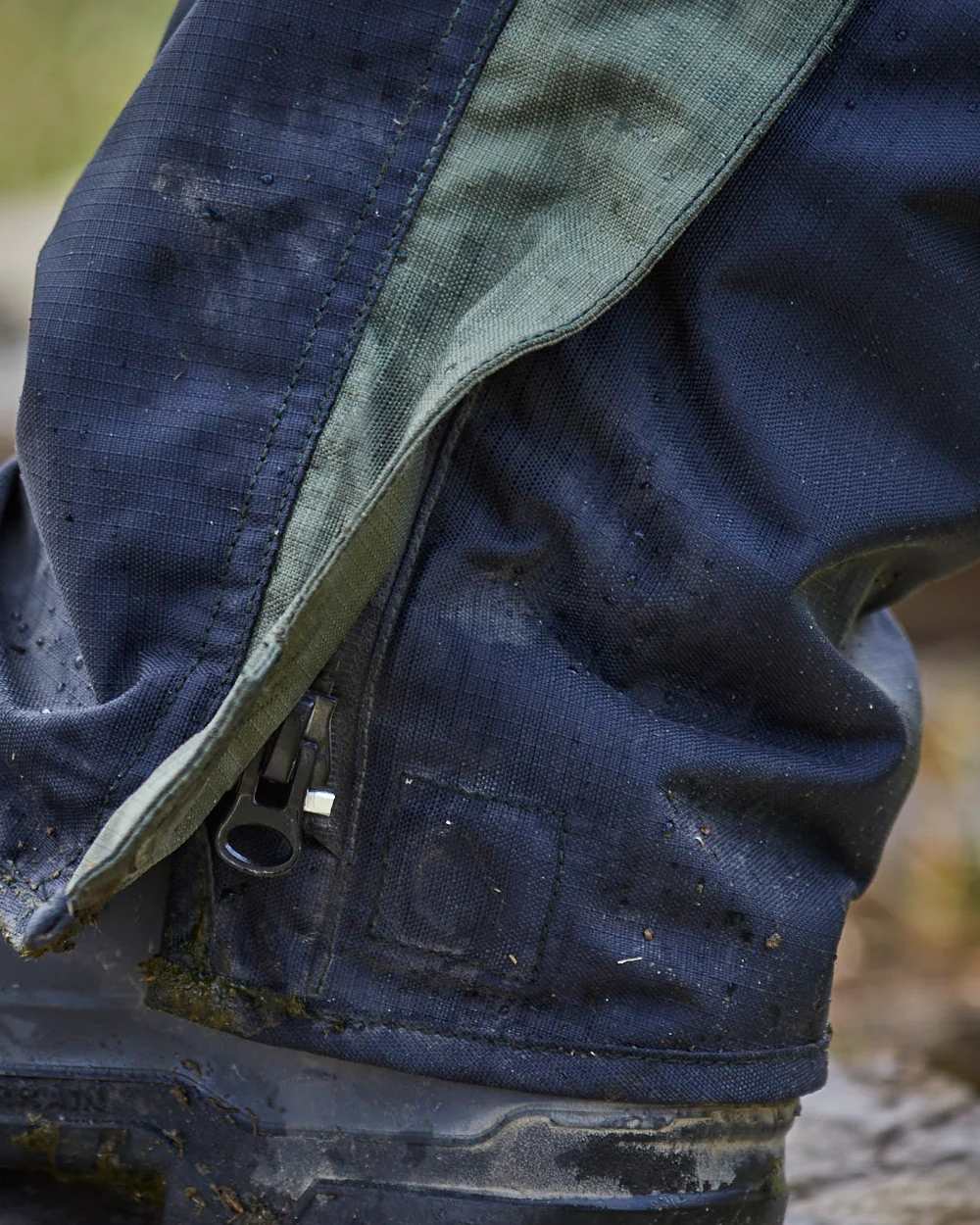 Black Moss Coloured Betacraft ISO940 Eco Over Trouser on forest background 