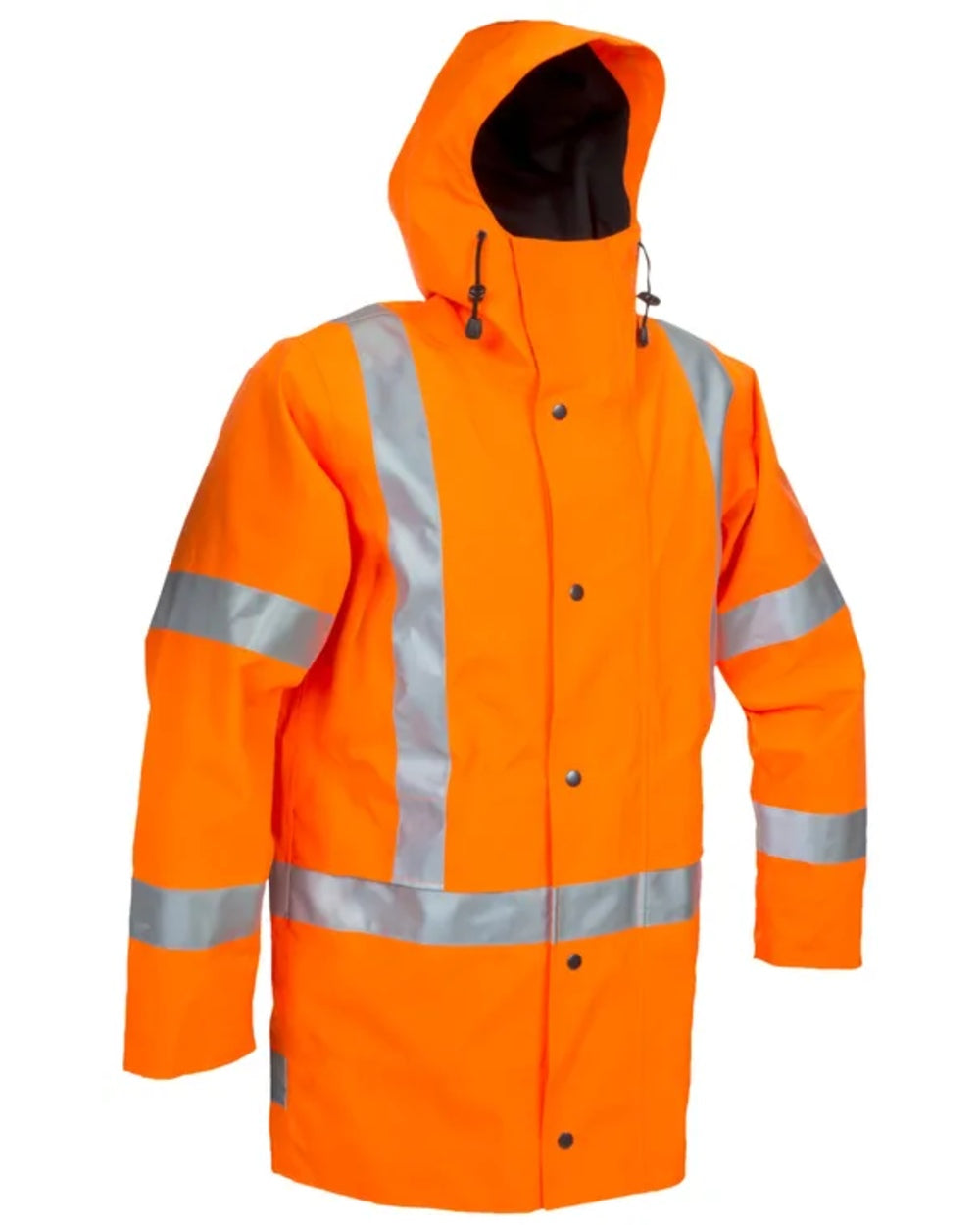Fluoro Orange coloured Betacraft ISO940 Waterproof Ranger Parka on white background 