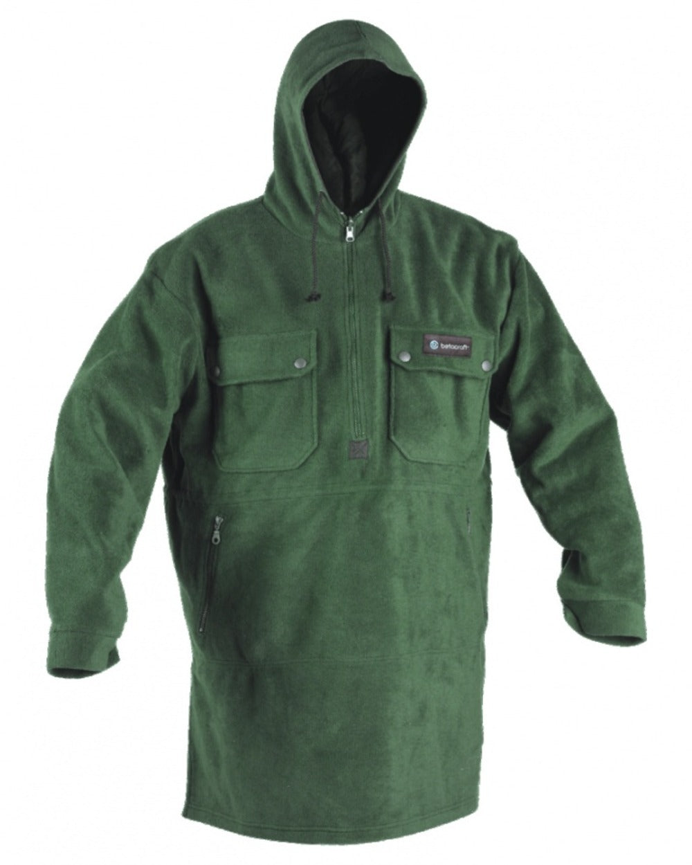 Green coloured Betacraft Mens Technifleece Bush Shirt on white background 