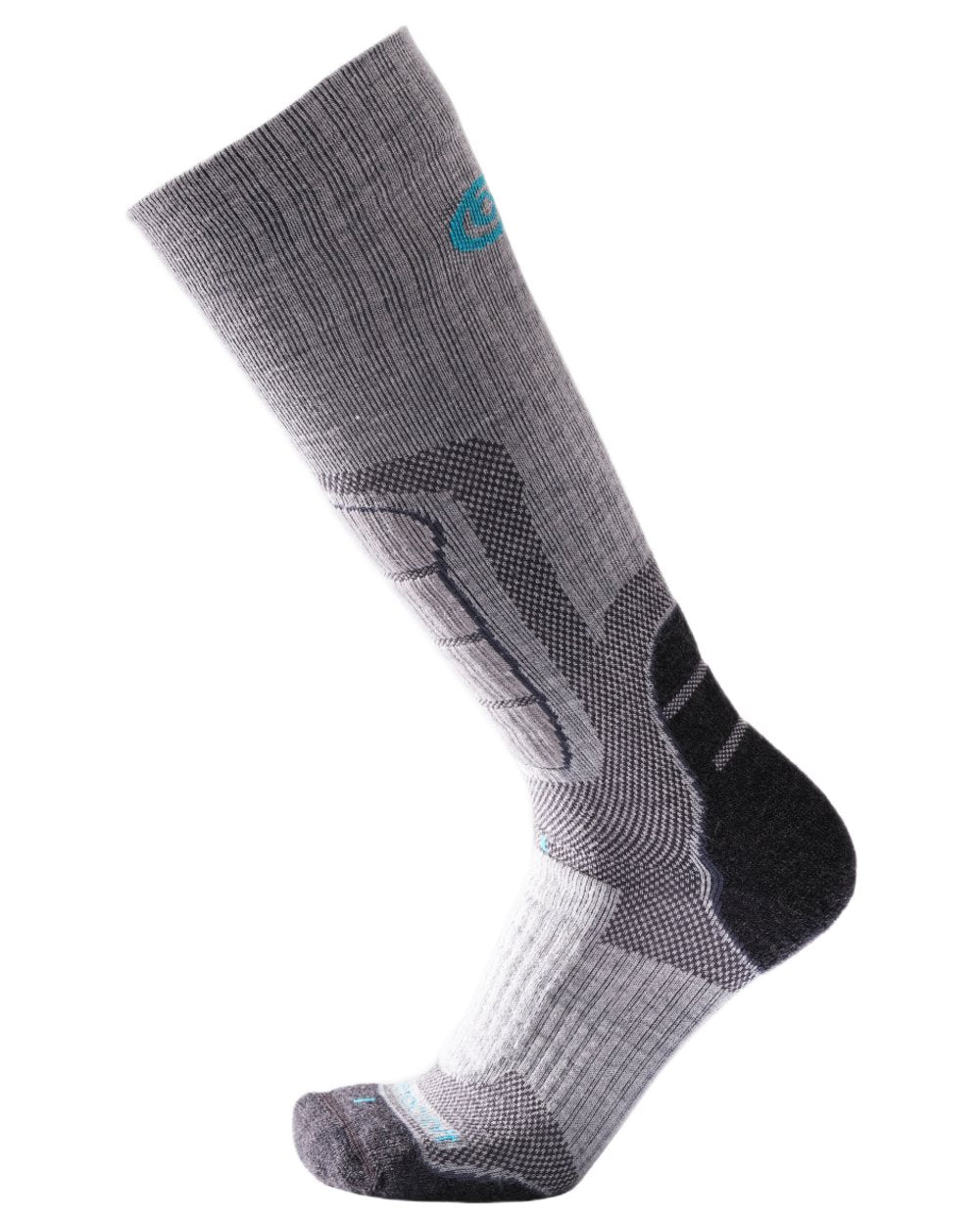 Grey coloured Betacraft Merino Ergo Boot Socks on white background 