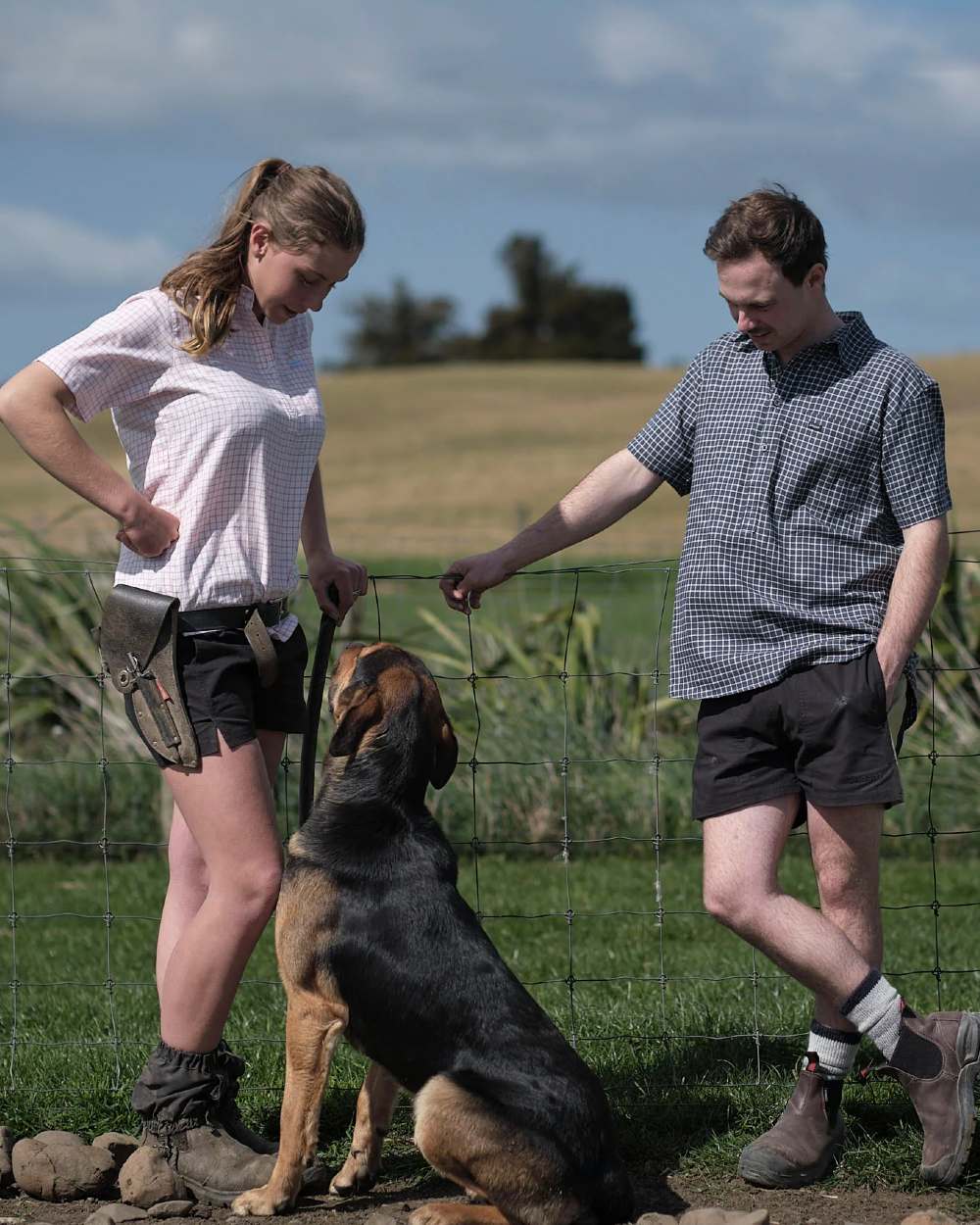 Dark Navy Cool Blue coloured Betacraft Station Shorts 3 on farm background 