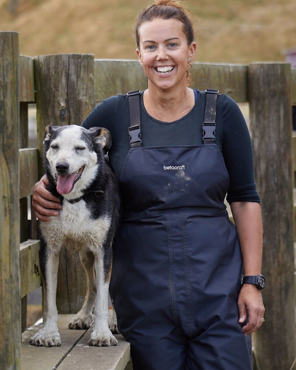 Black Saddle Coloured Betacraft ISO940 Eco Over Trouser on outdoor background 