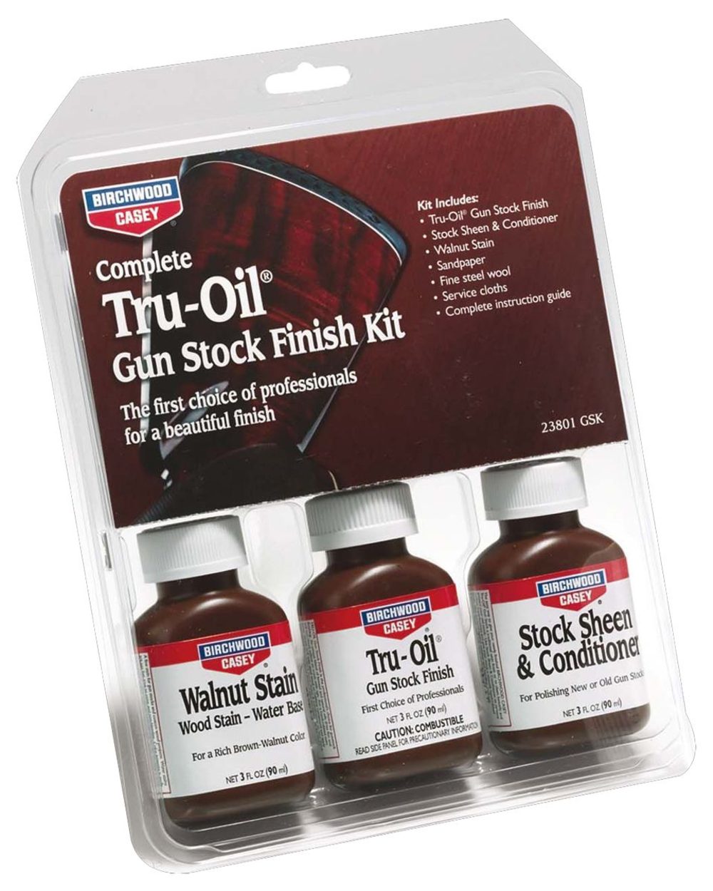Birchwood Casey 23801 Tru-Oil Gun Stock Finish Kit On White Background