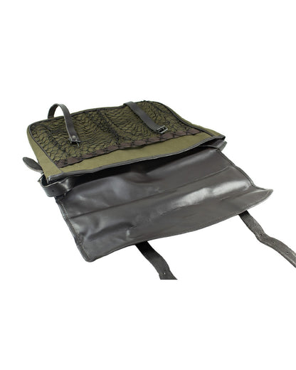 Green coloured Bisley Canvas Game Bag on white background 