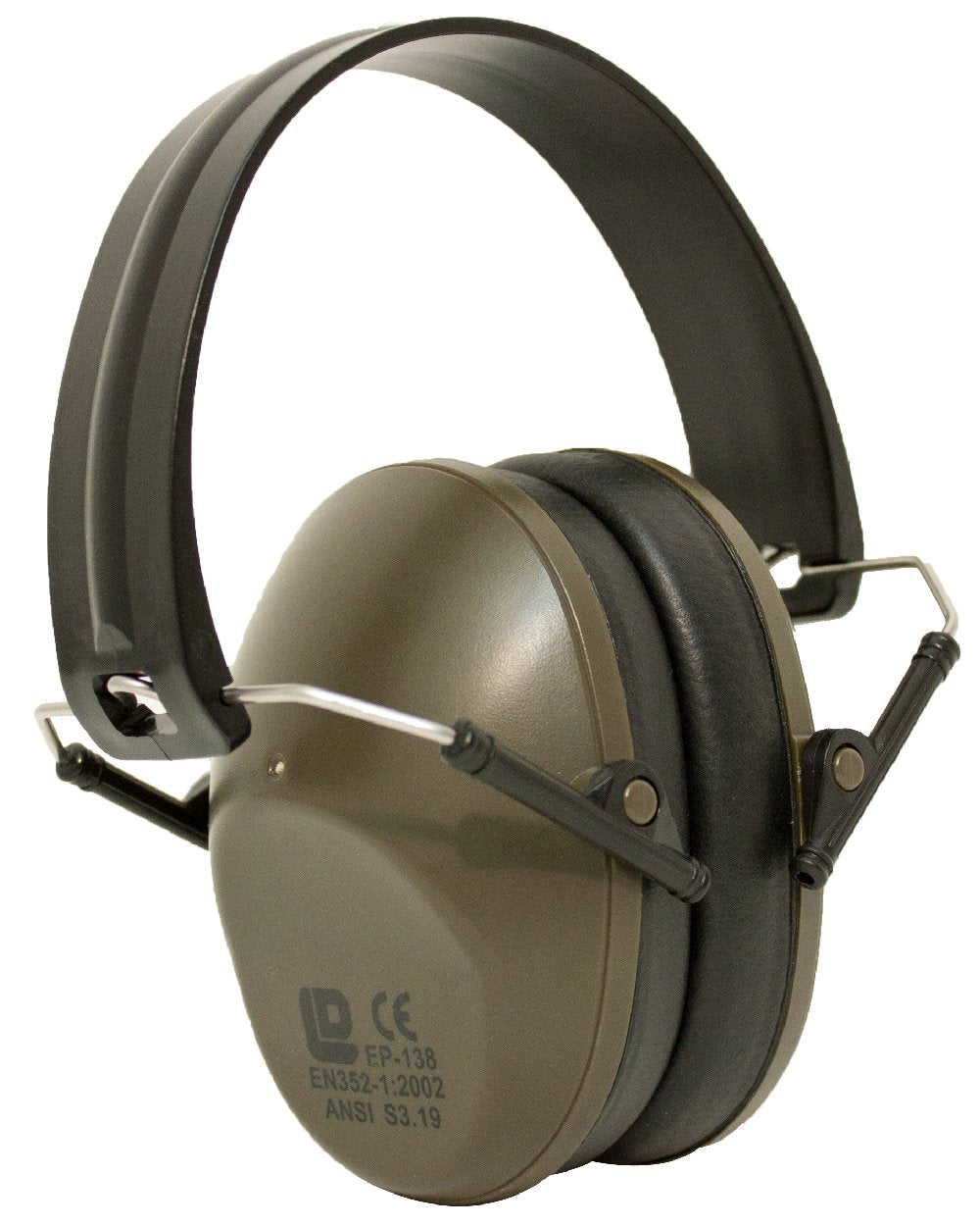 Green Coloured Bisley Compact Hearing Protection on white background 