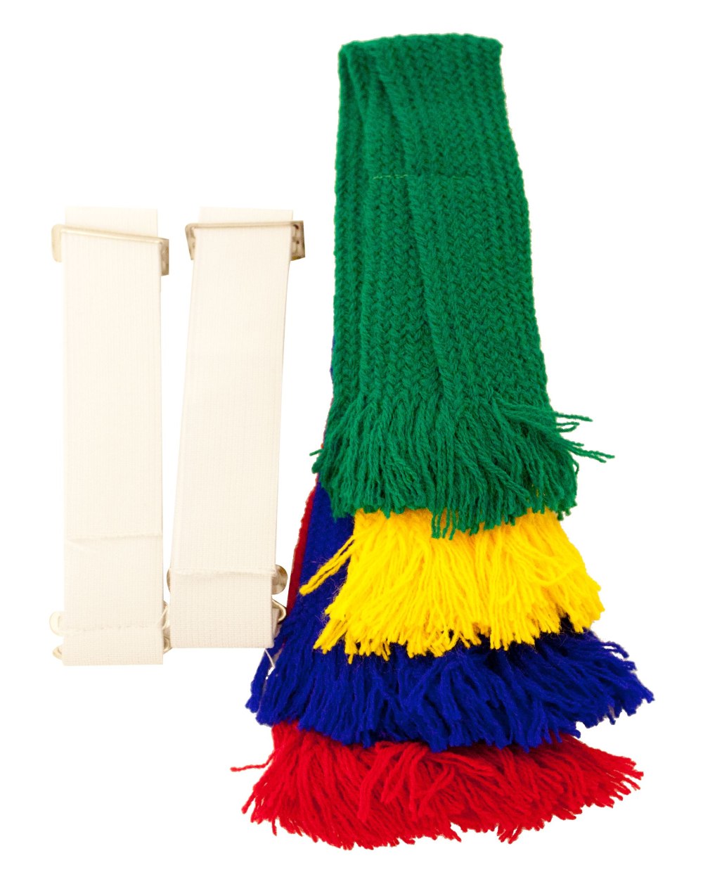 Bright Coloured Bisley Garter Set on white background 