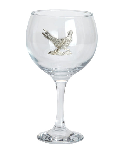 Running Pheasant styled Bisley Gin Glass on white background 