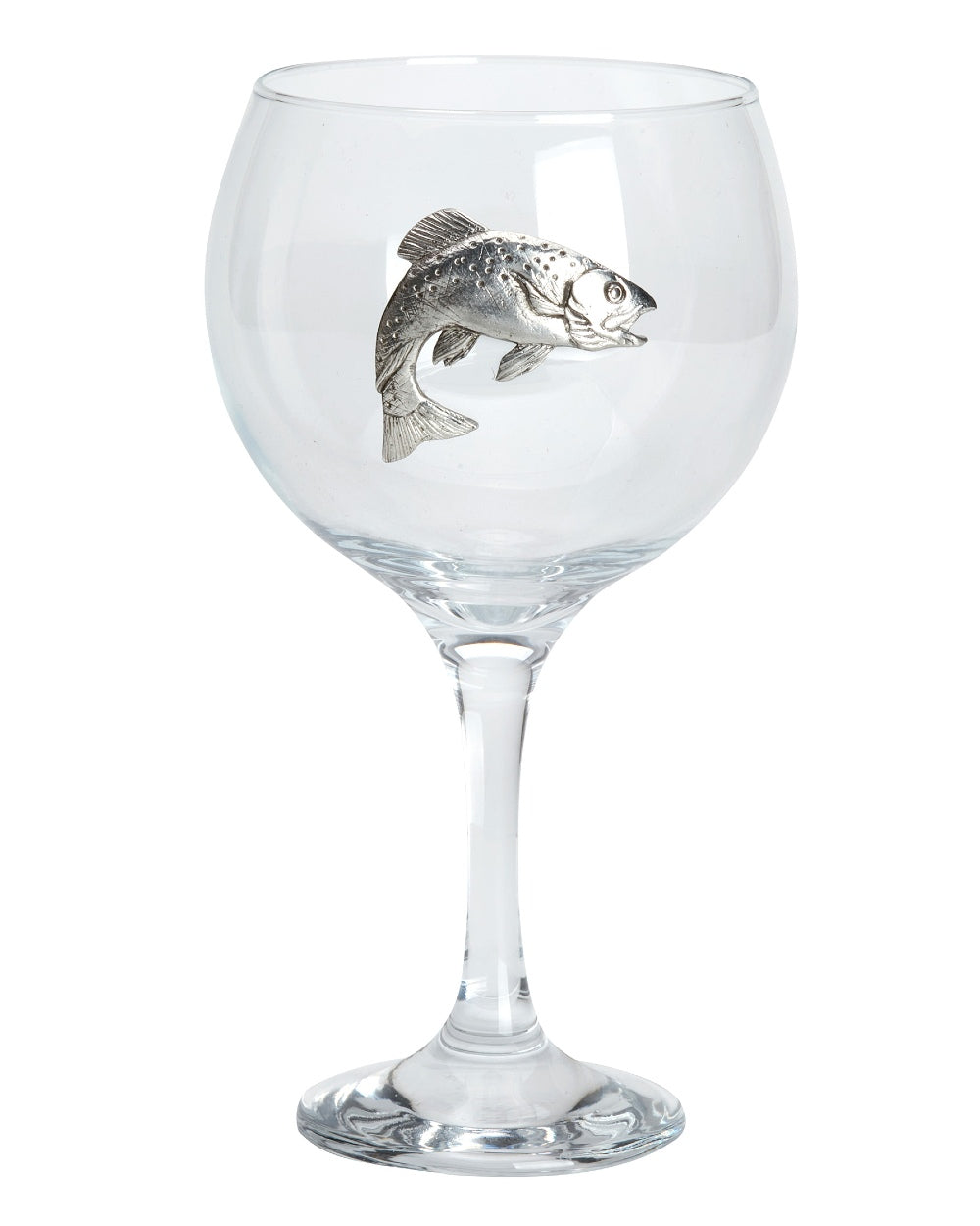 Trout styled Bisley Gin Glass on white background 