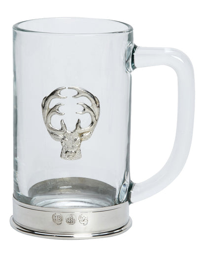 Stag styled Bisley Glass Tankard on white background 