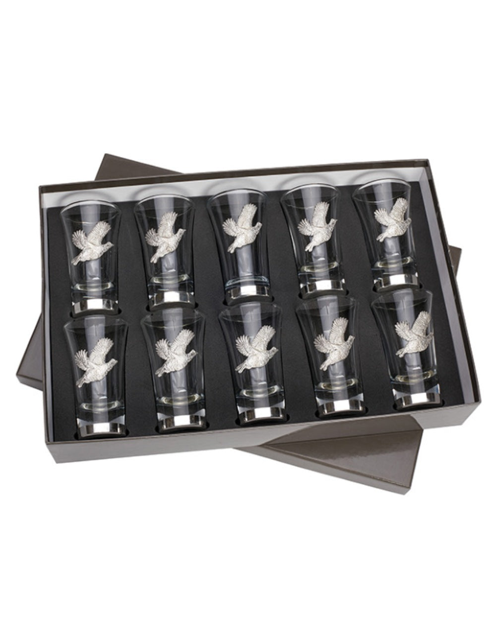 Bisley Partridge Set Of 10 Numbered Shot Glasses 