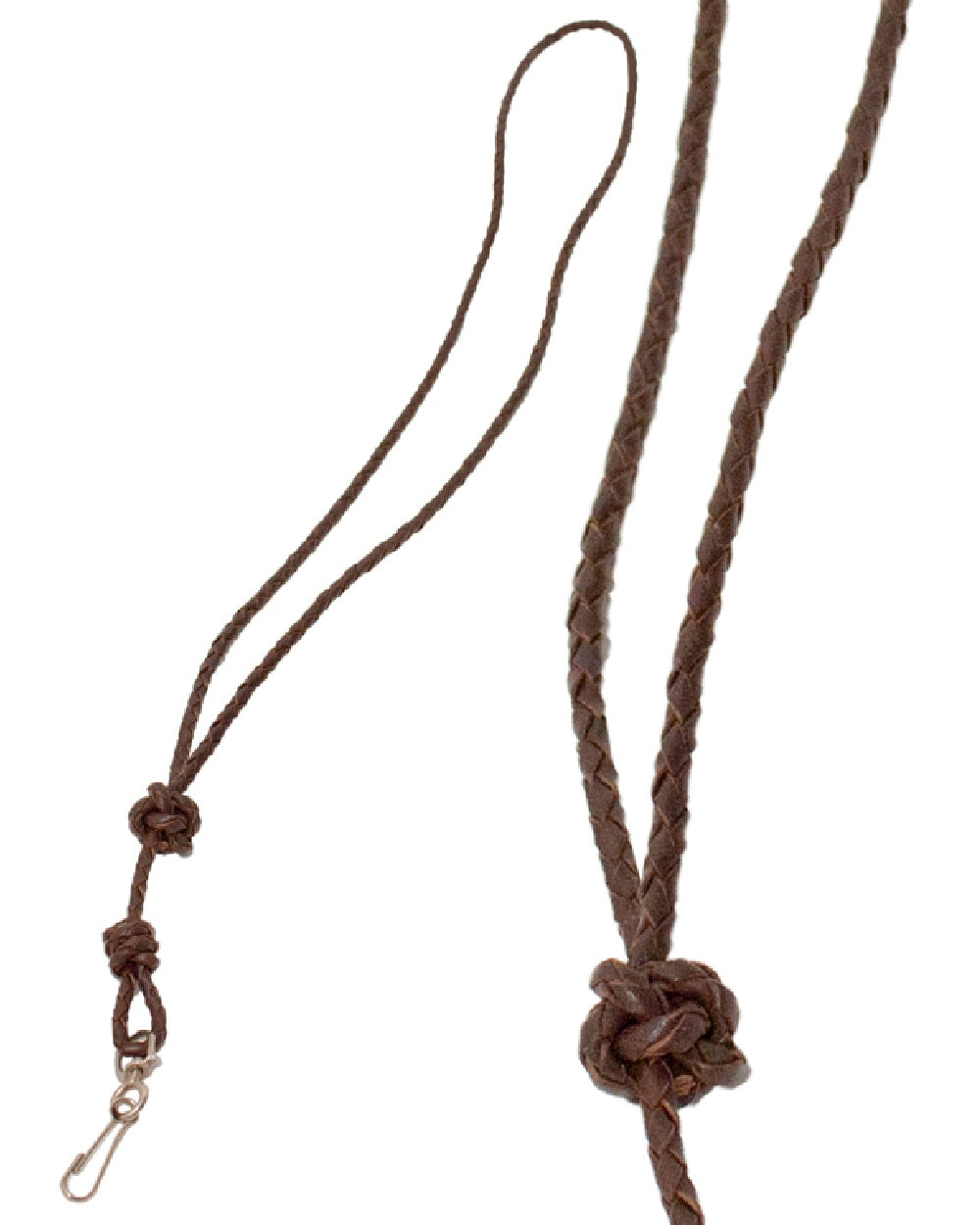 Brown Coloured Bisley Plaited Leather Lanyard on white background 
