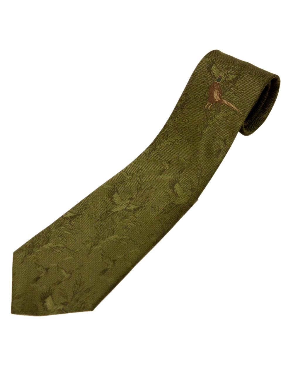 Single Pheasant Style Bisley Polyester Tie on white background 