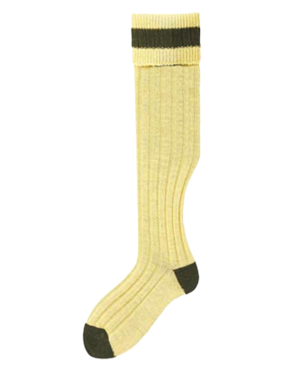 Mustard Olive Coloured Bisley Stockings on white background 