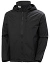 Black coloured Helly Hansen Mens Crew Hooded Jacket 2.0 on grey background #colour_black