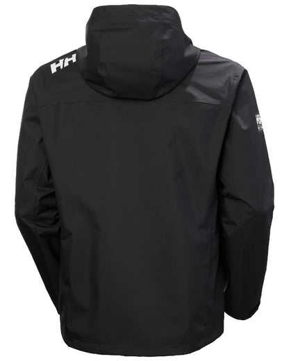 Black coloured Helly Hansen Mens Crew Hooded Jacket 2.0 on grey background 