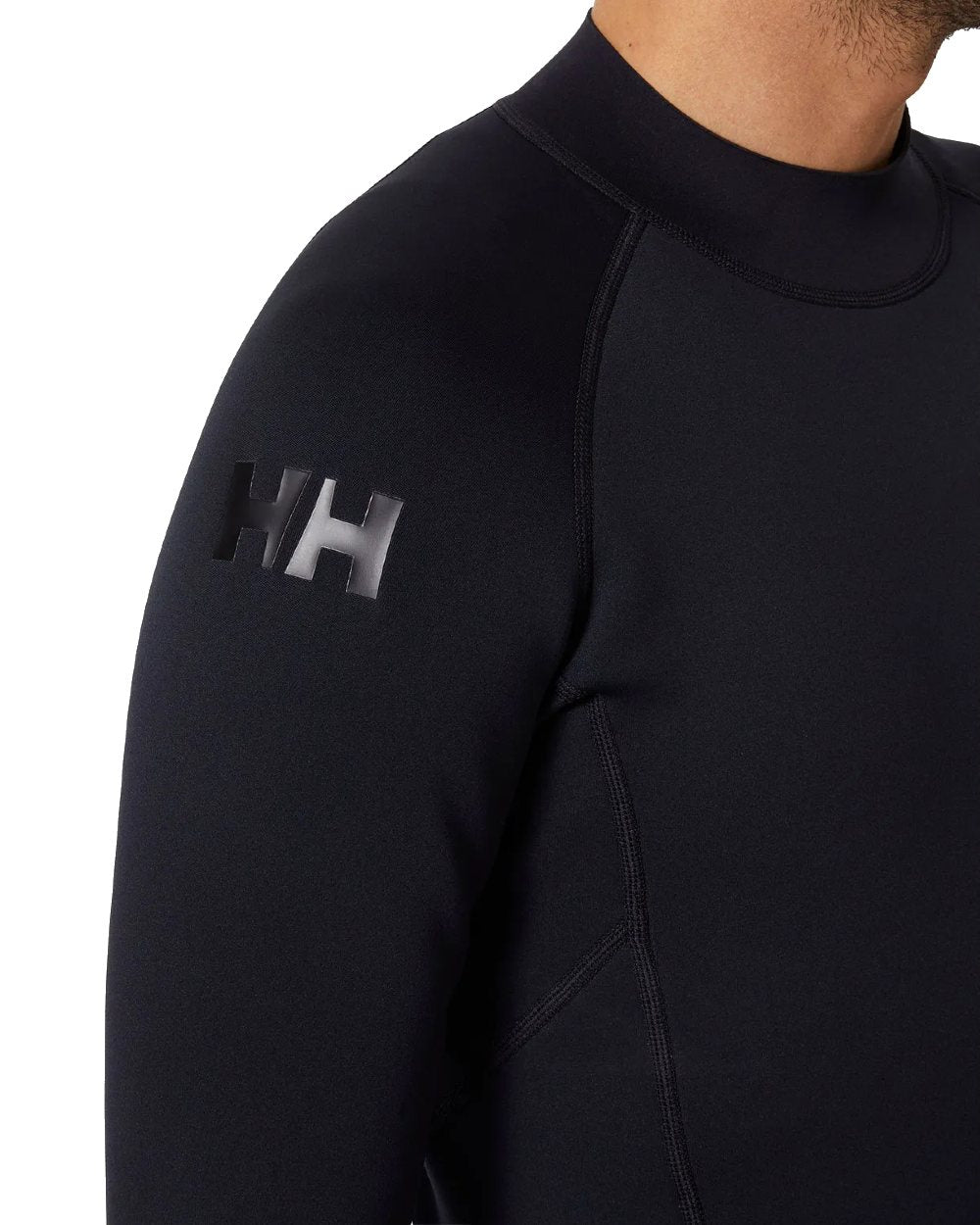 Black coloured Helly Hansen Mens Waterwear Sailing Top 2.0 on a white background 