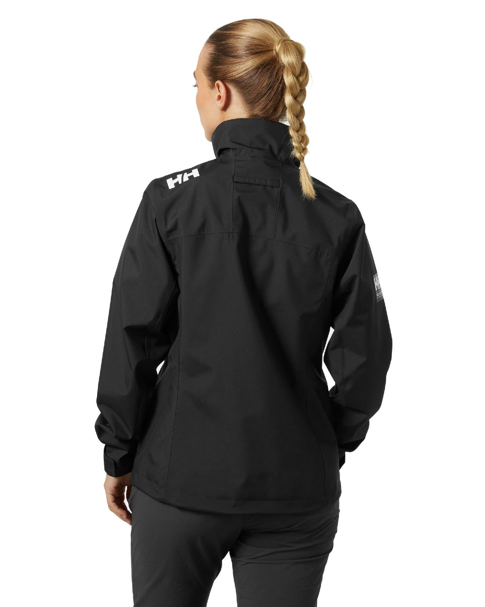 Black coloured Helly Hansen Womens Crew Sailing Jacket 2.0 on white background 