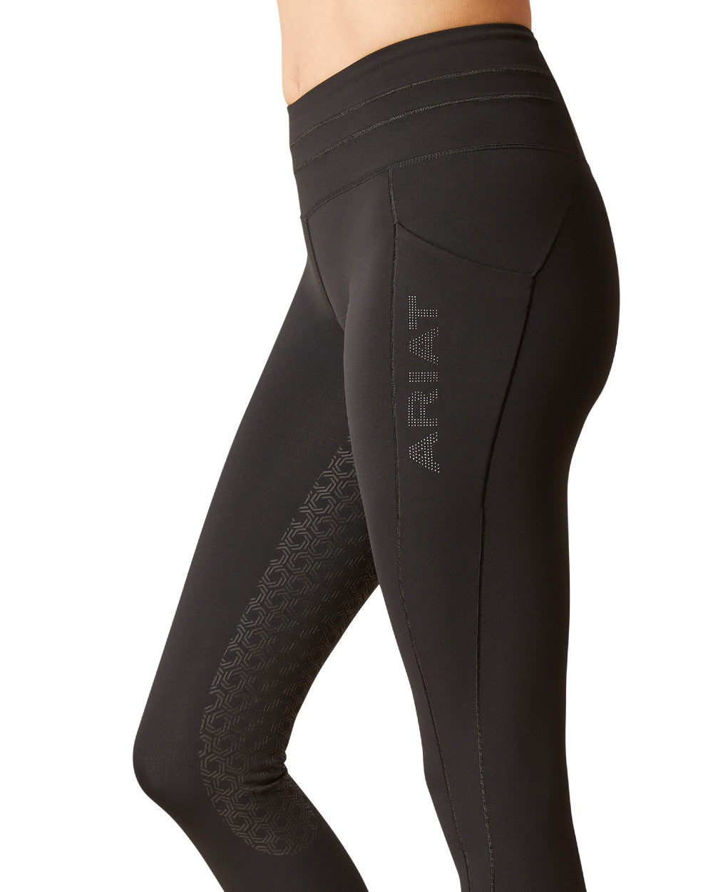 Black Coloured Ariat Womens Eos 2.0 Full Seat Tight On A White Background 