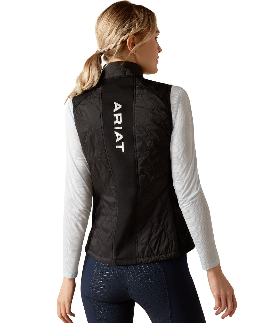 Black Coloured Ariat Womens Fusion Insulated Vest On A White Background 