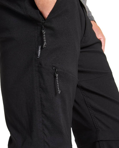 Black Coloured Craghoppers Mens Kiwi Pro II Convertible Trousers On A White Background 